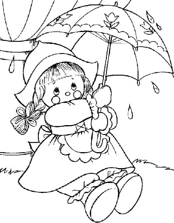 Panenka s deštníkem omalovánka