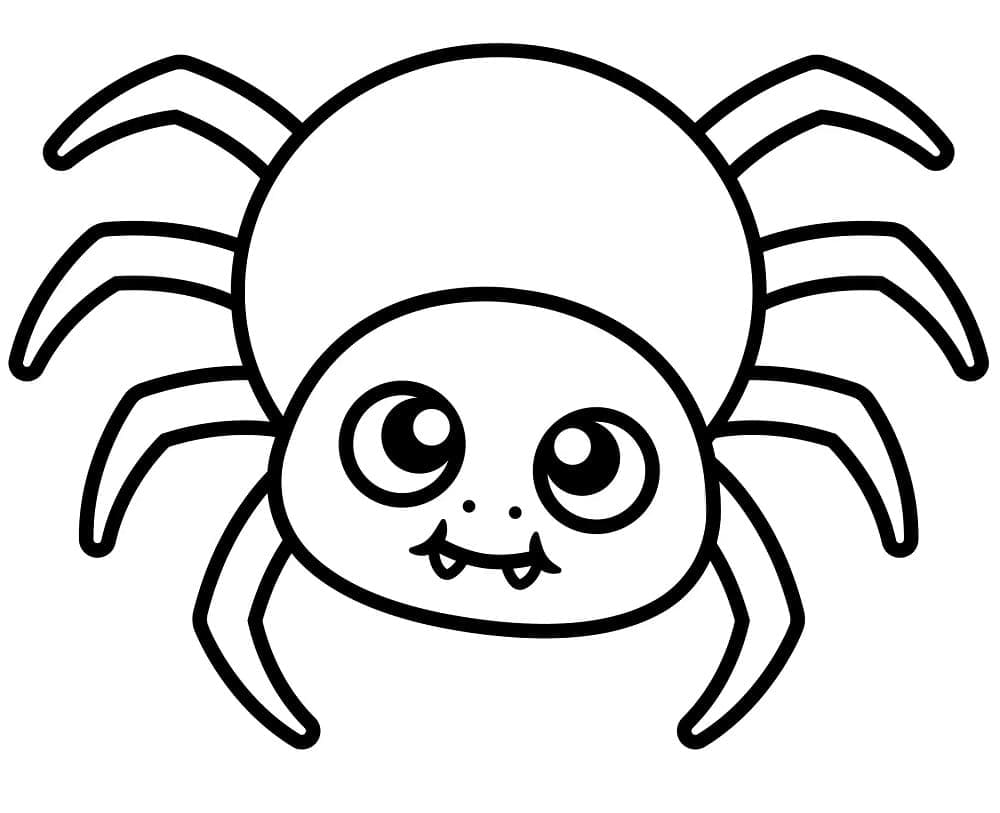 Roztomilý pavouk pro děti k tisku omalovánka