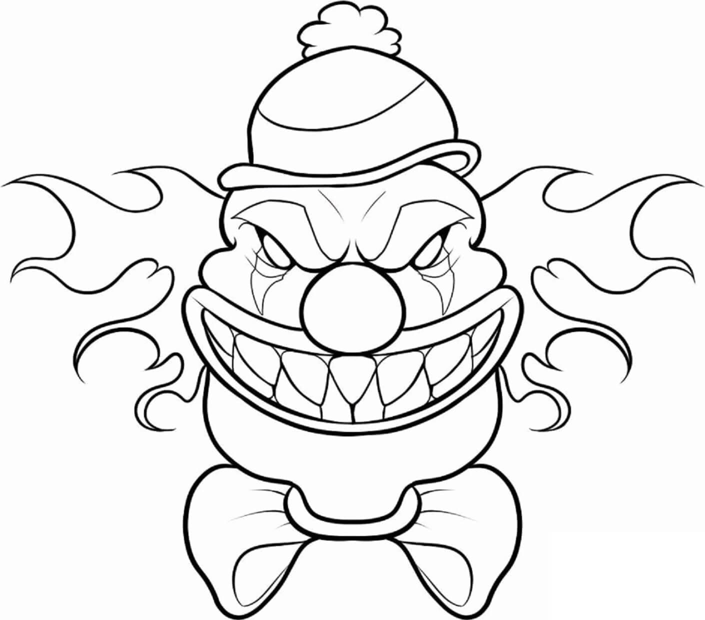 Omalovánka Strašidelná tvář klauna