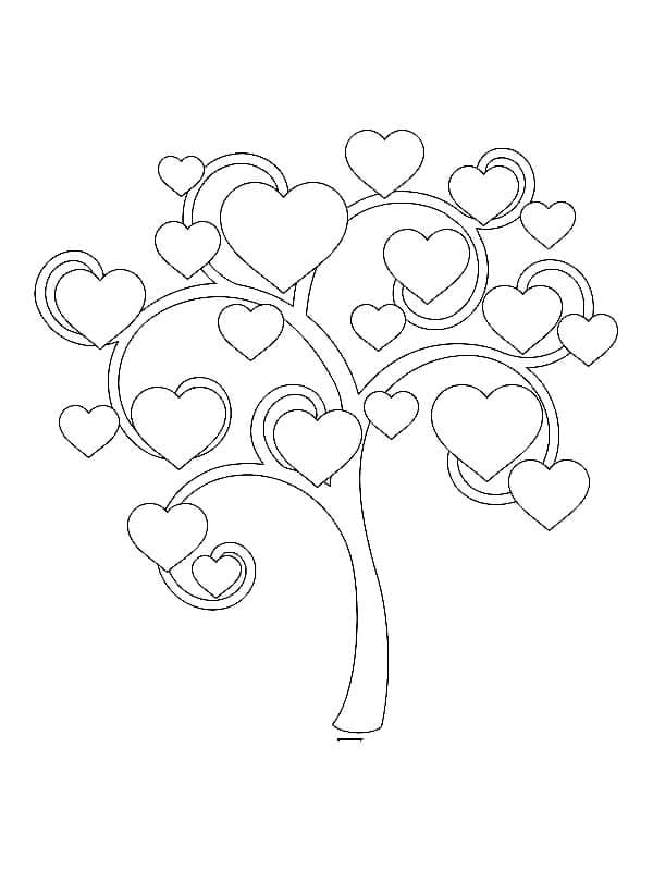 Strom Srdce omalovánka
