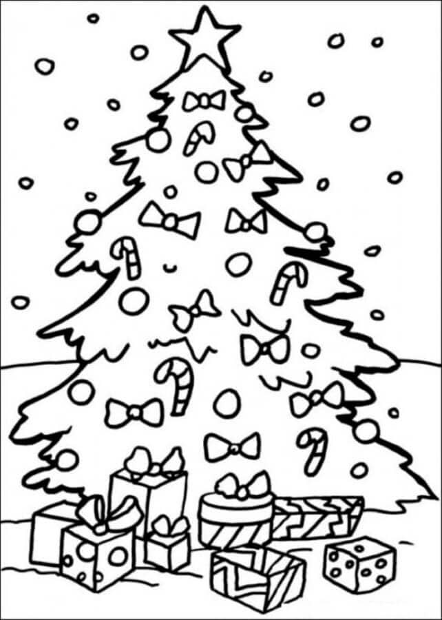 Vánoční stromeček s dárky omalovánka