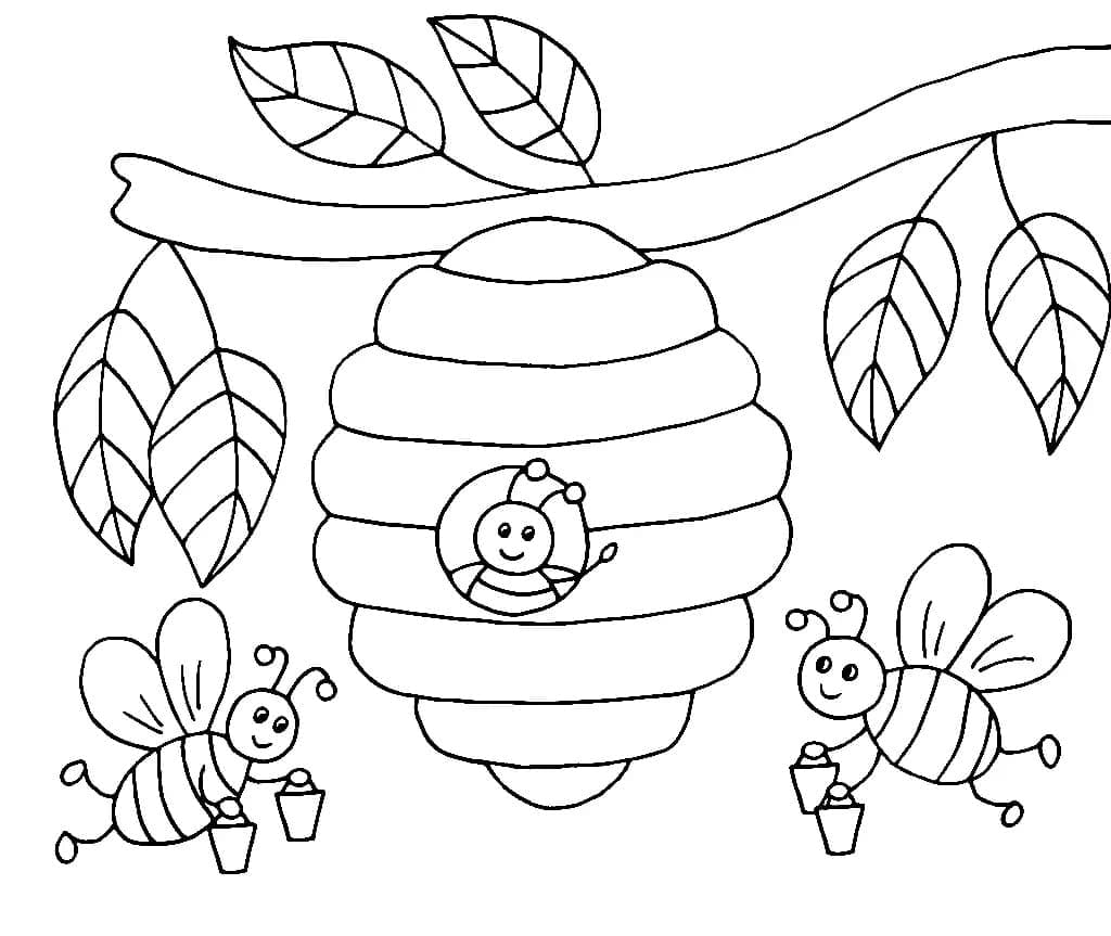 Včela a úl omalovánka