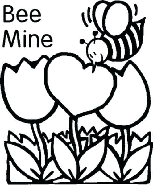 Včelí důl Valentines Card omalovánka