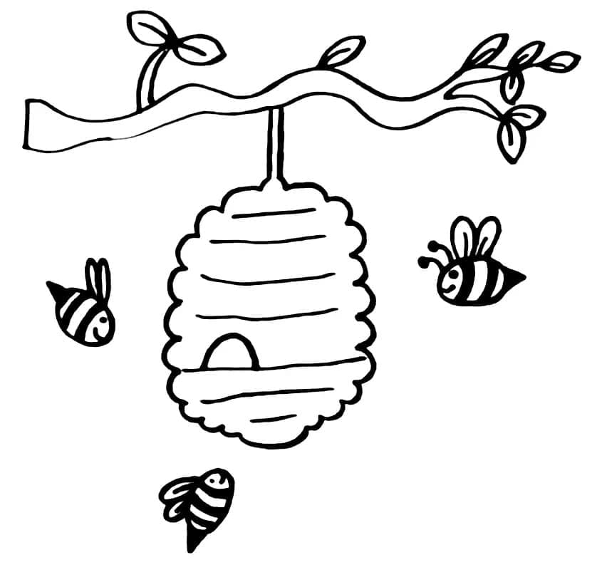 Včely a úl k tisku omalovánka