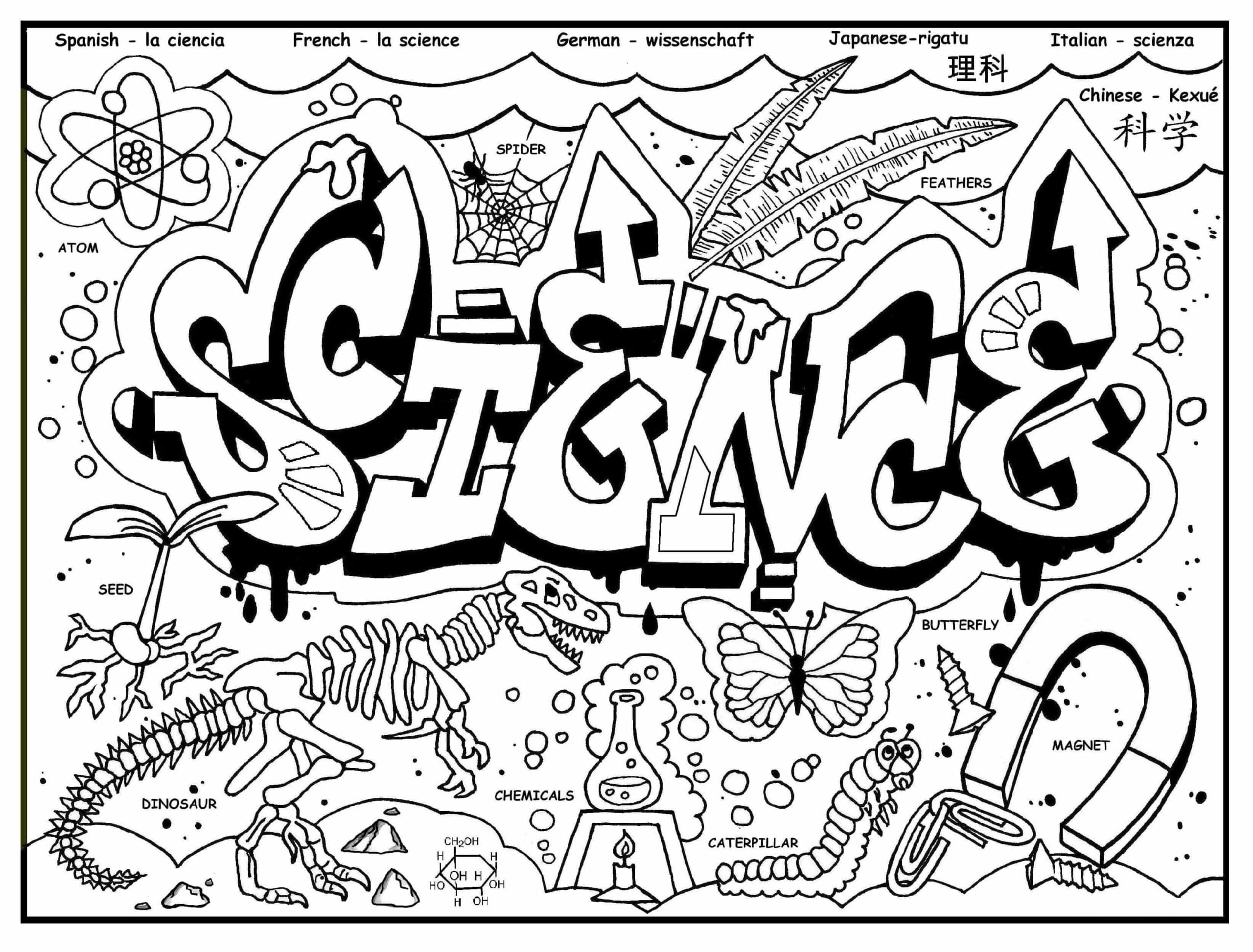 Omalovánka Vědecké graffiti