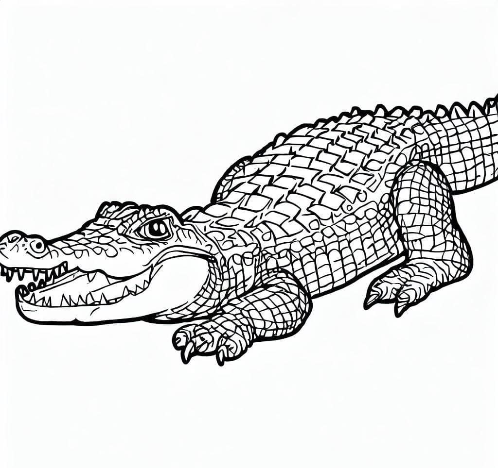 Omalovánka Zdarma Krokodýl skica