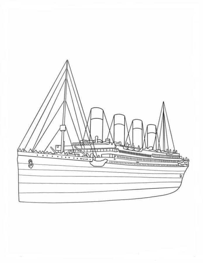 Zdarma grafika Titanic omalovánka