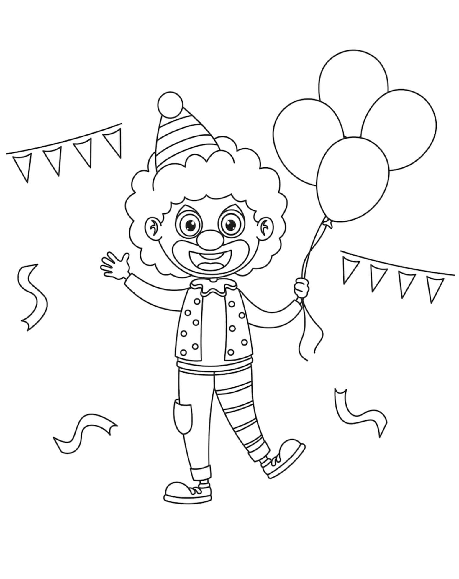 Normální roztomilý klaun pro děti omalovánka