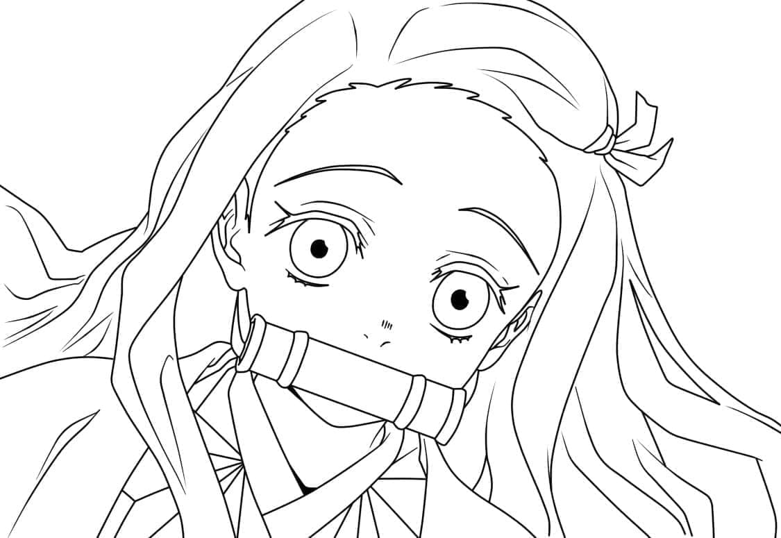 Anime dívka Nezuko k vytisknutí omalovánka