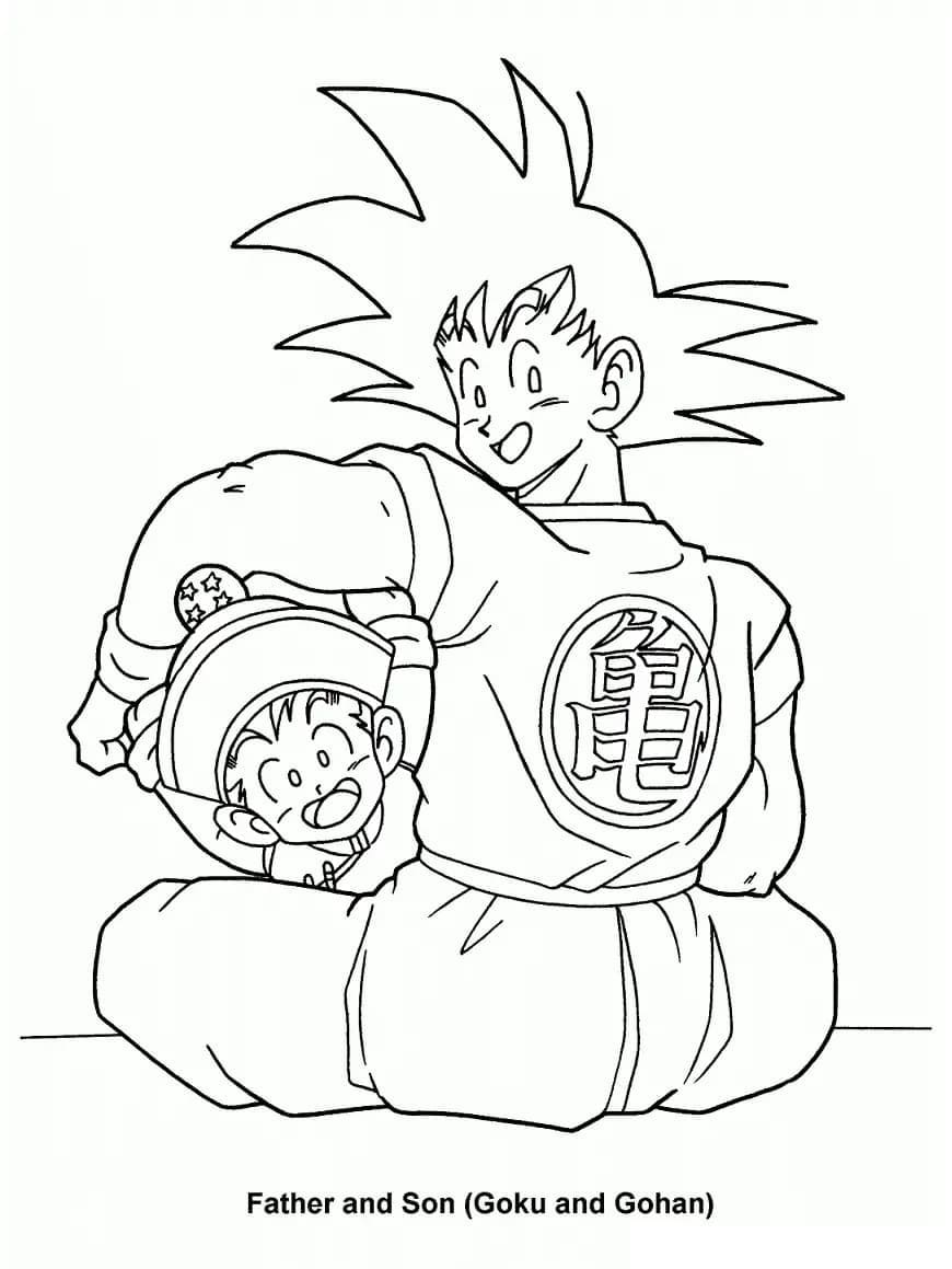Goku with Gohan omalovánka