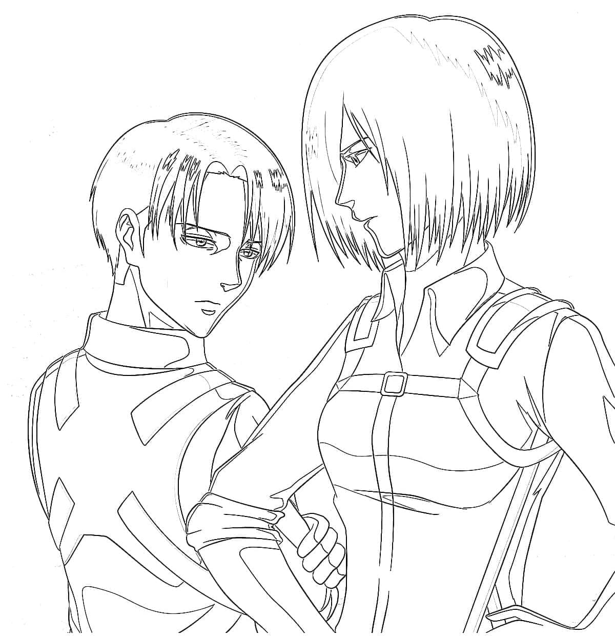 Levi a Mikasa omalovánka