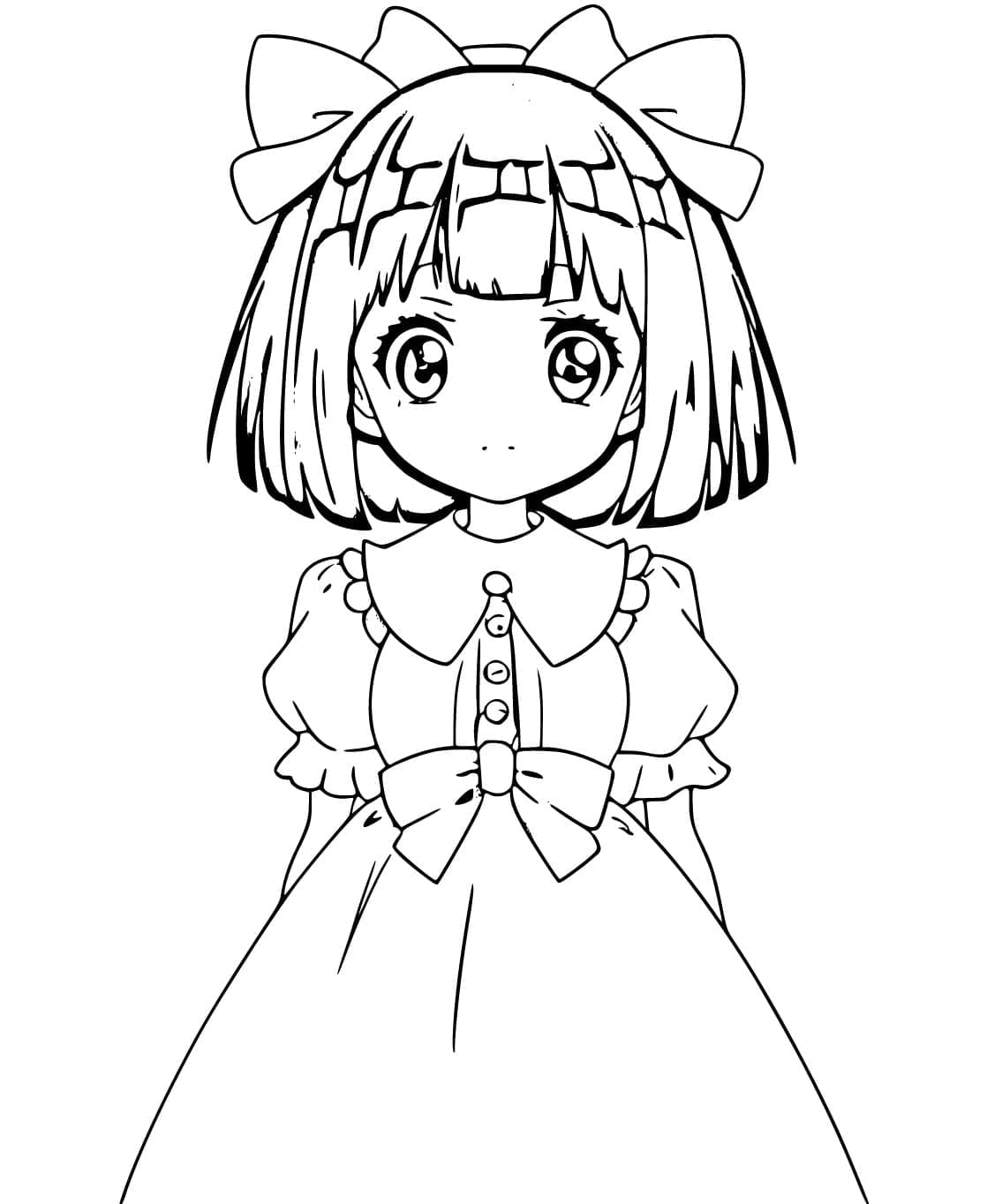 Malá anime dívka je roztomilá omalovánka