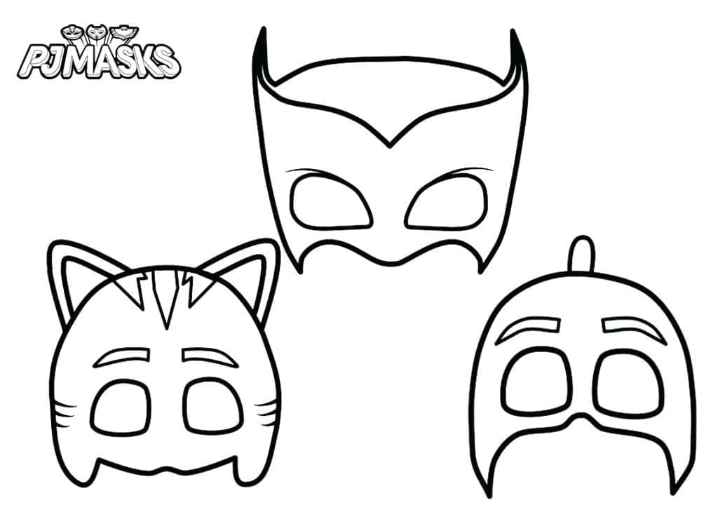 Masky hrdinů z Pyžamasky omalovánka