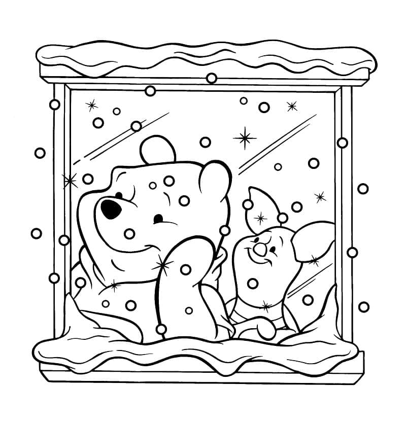 Medvídek Pú v zimě omalovánka