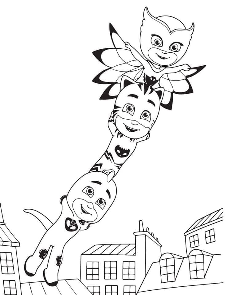 Obrázek náčrtu Pyžamasky zdarma omalovánka