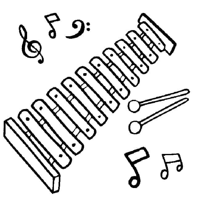 Obrysový obrázek xylofon omalovánka
