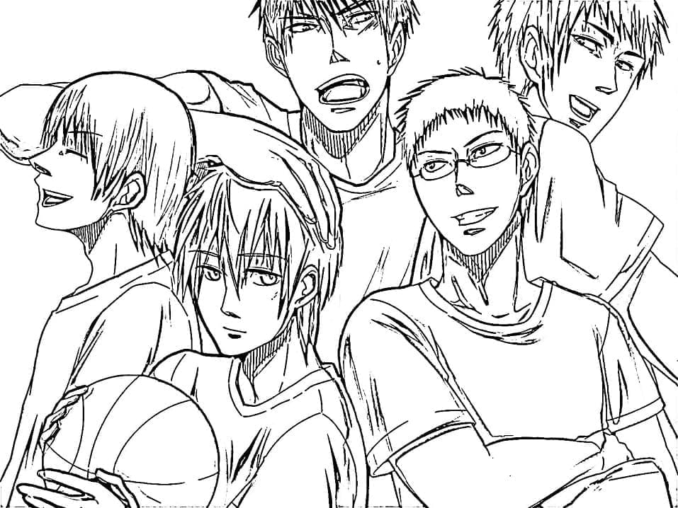 Postavy z anime Kuroko No Basket omalovánka