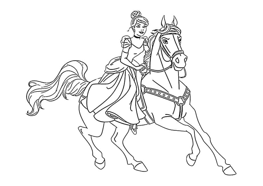 Princezna Popelka na koni omalovánka