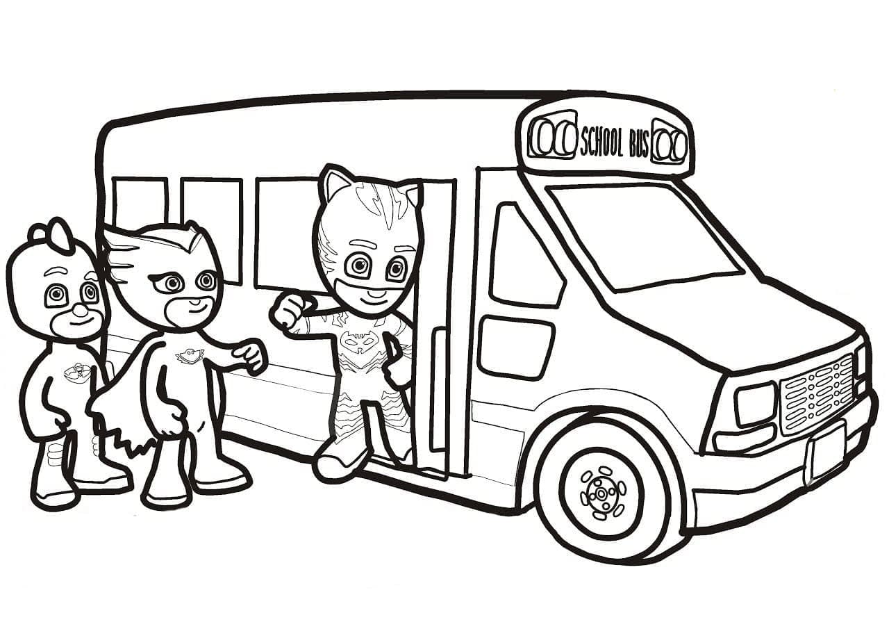 Pyžamasky a školní autobus omalovánka
