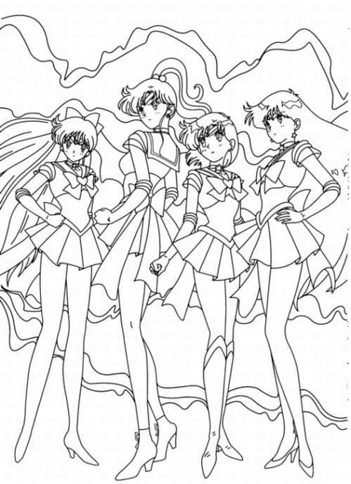 Sailor Moon k tisku zdarma omalovánka