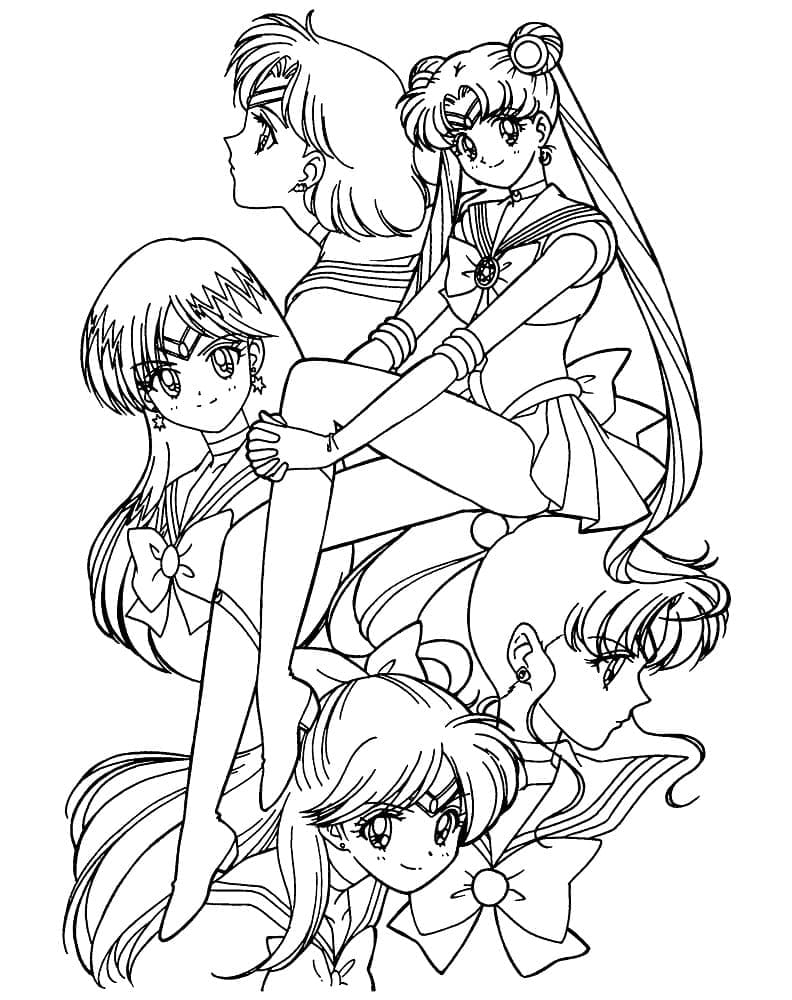 Sailors z Sailor Moon omalovánka