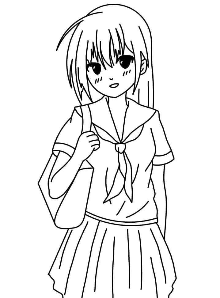 Školní anime dívka omalovánka