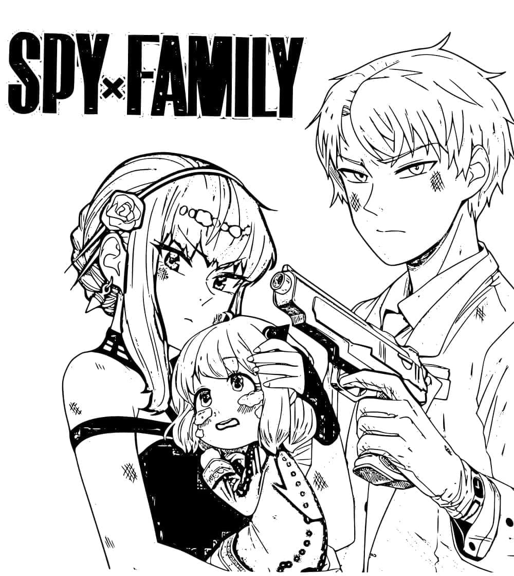 Spy x Family bezplatný tisk omalovánka