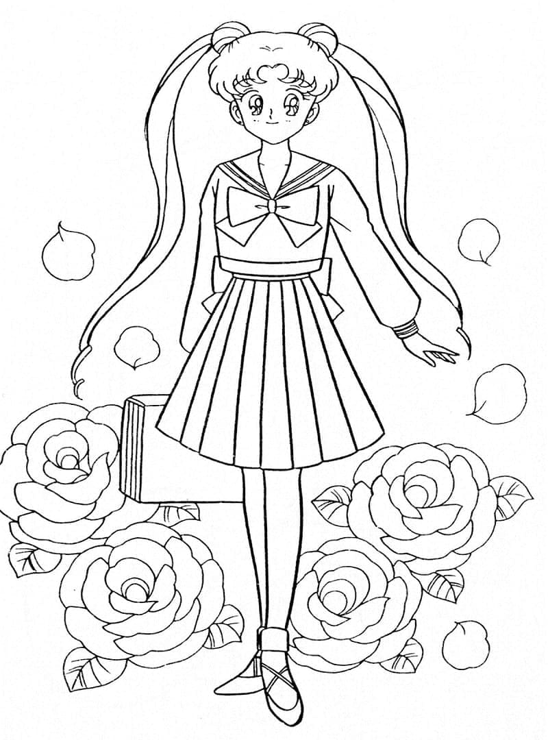 Usagi Tsukino z anime Sailor Moon omalovánka