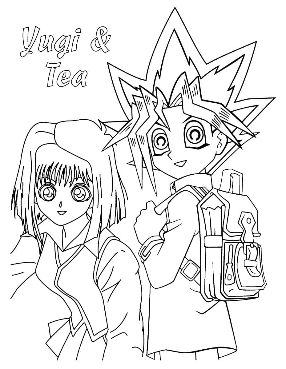 Yugi and Anzu Mazaki z Yu-Gi-Oh omalovánka