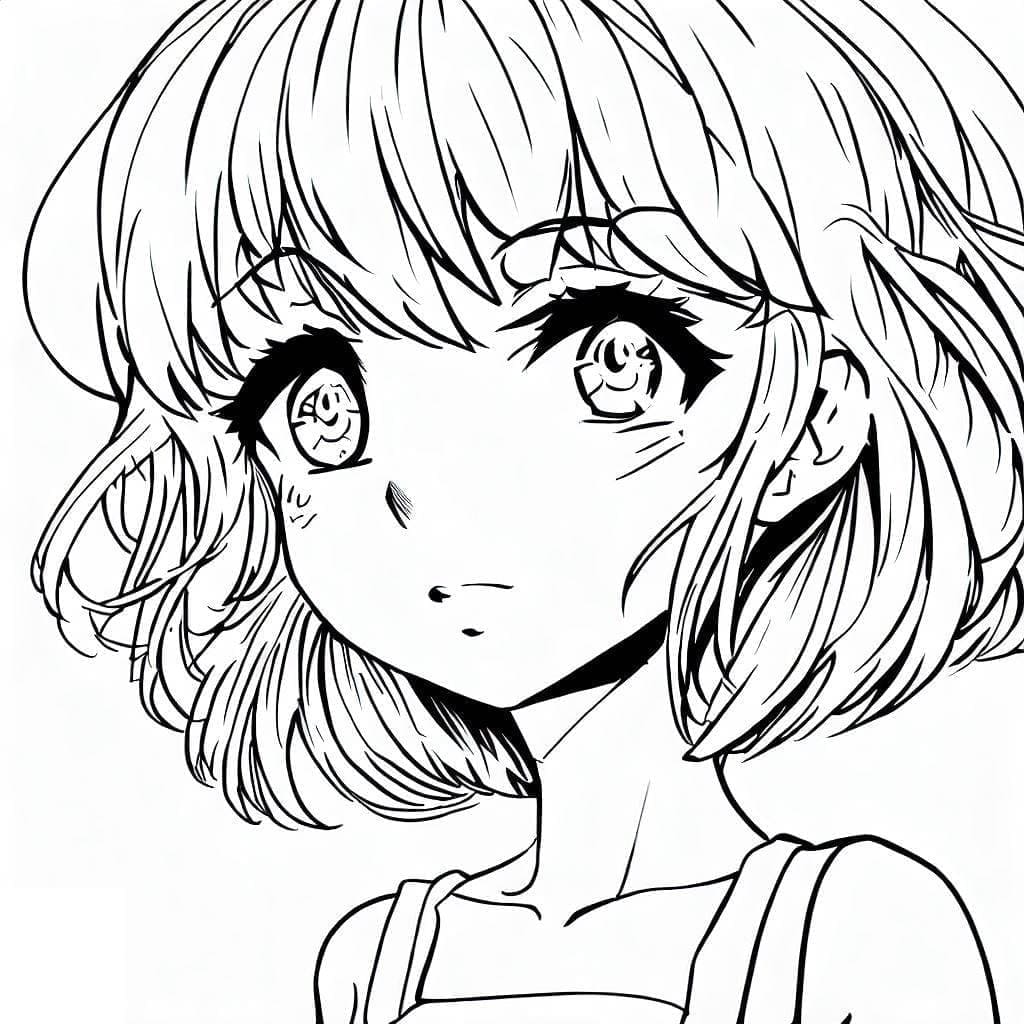 Zdarma anime dívka obrys omalovánka