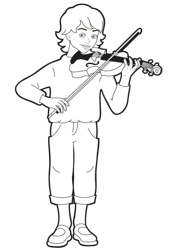 Chlapec hraje na housle omalovánka