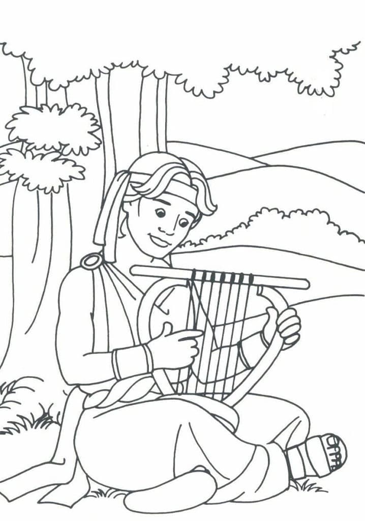 Harfa k tisku zdarma omalovánka