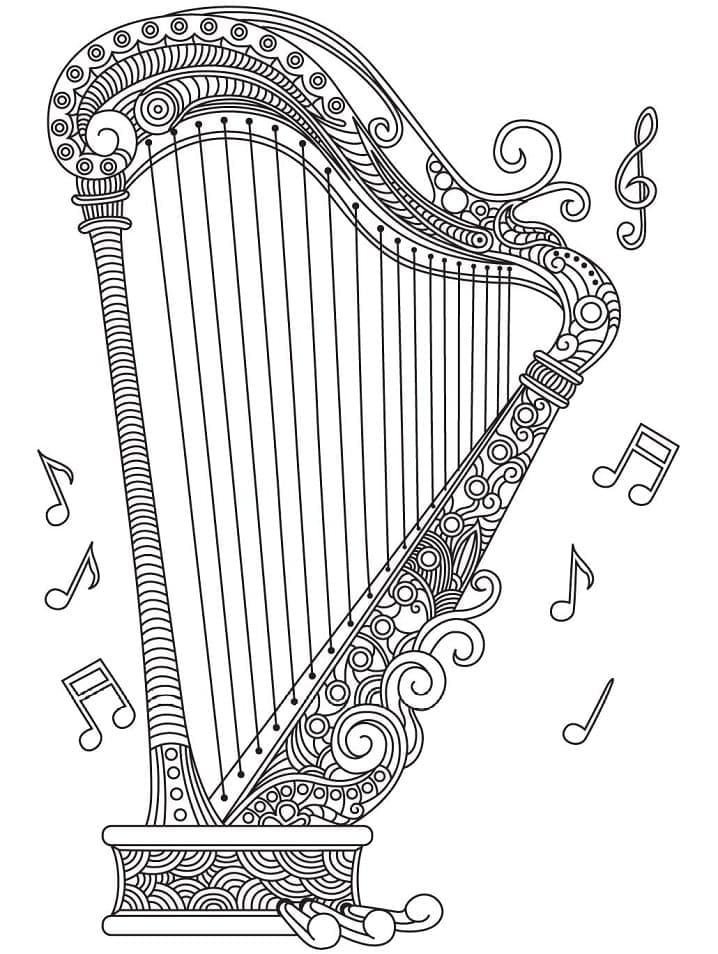 Harfa pro dospělé omalovánka