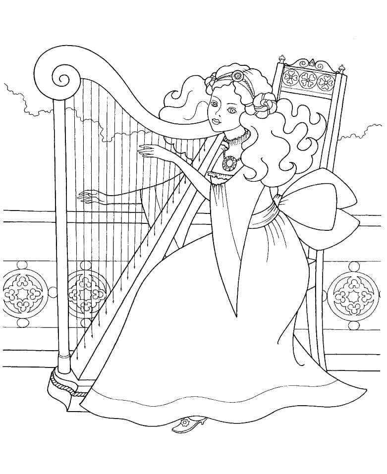 Hrajte na harfu omalovánka