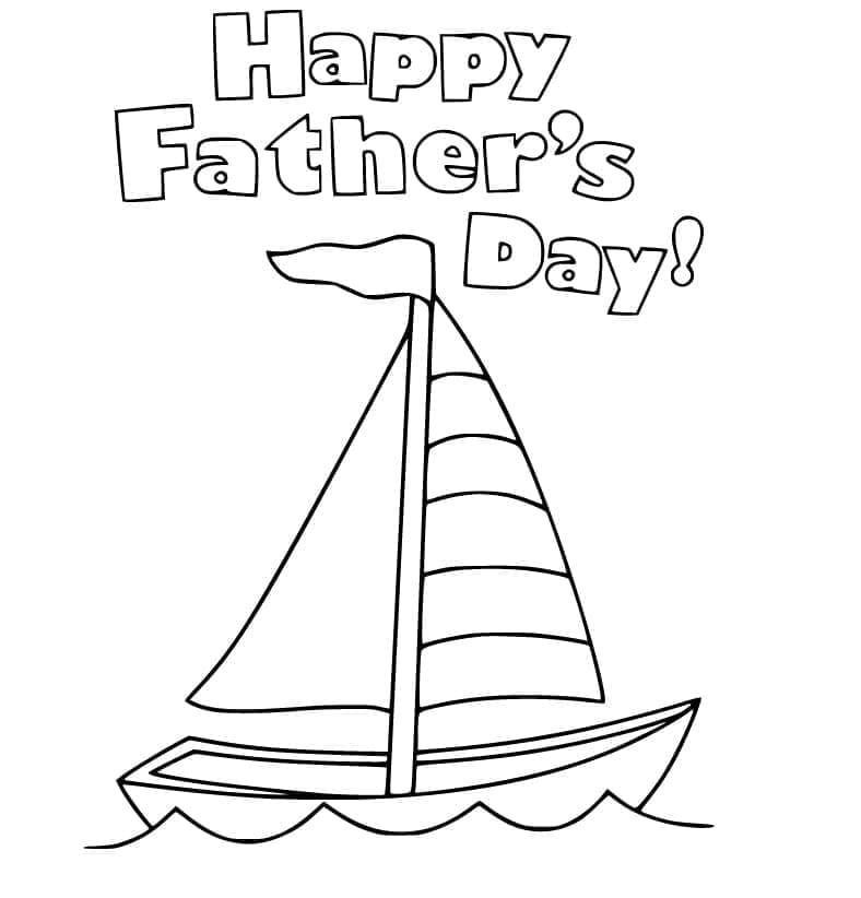 Krásný den otců s plachetnicí omalovánka
