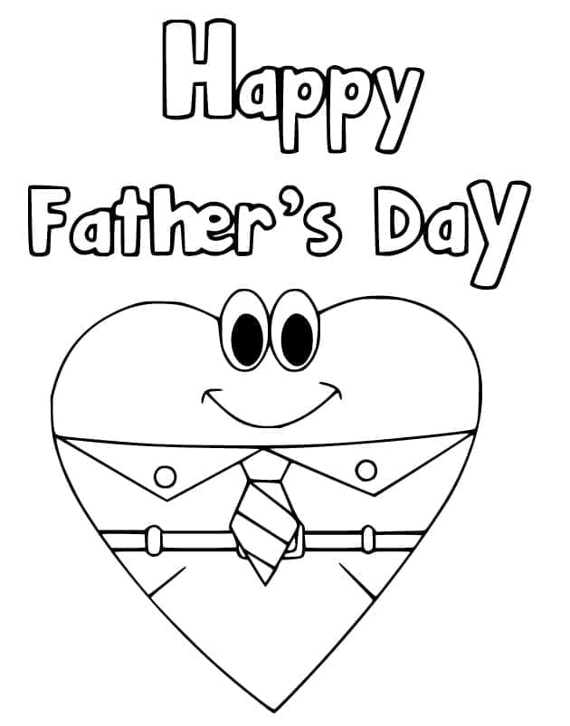 Krásný den otců s roztomilým srdcem omalovánka