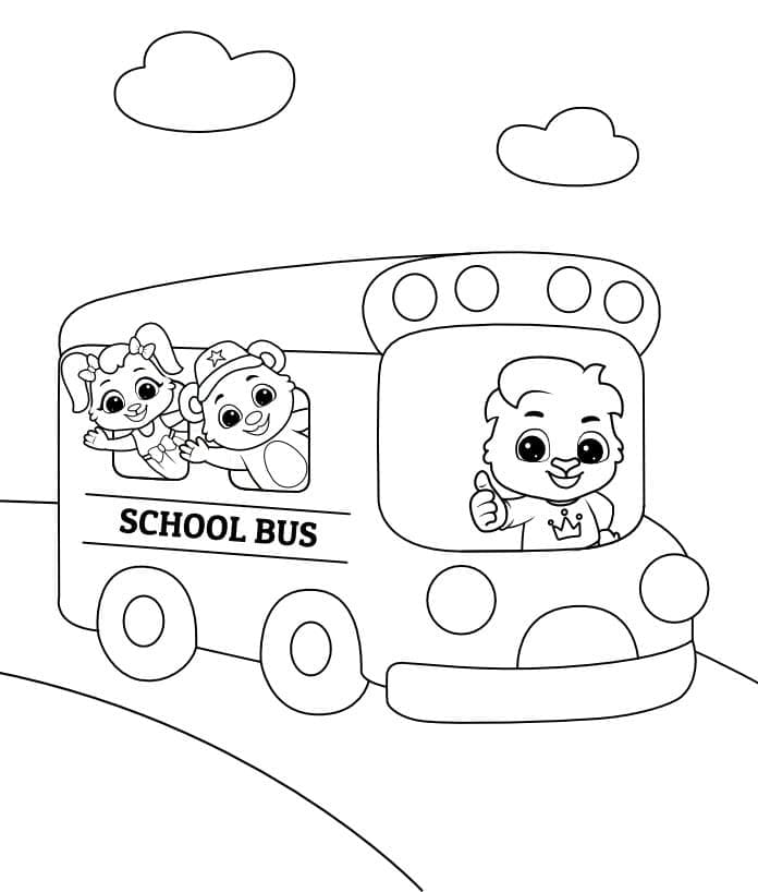 Kreslený školní autobus omalovánka