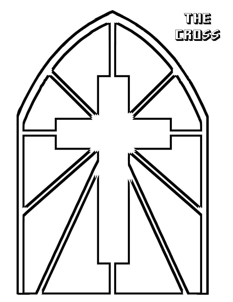 Kříž vitráže omalovánka
