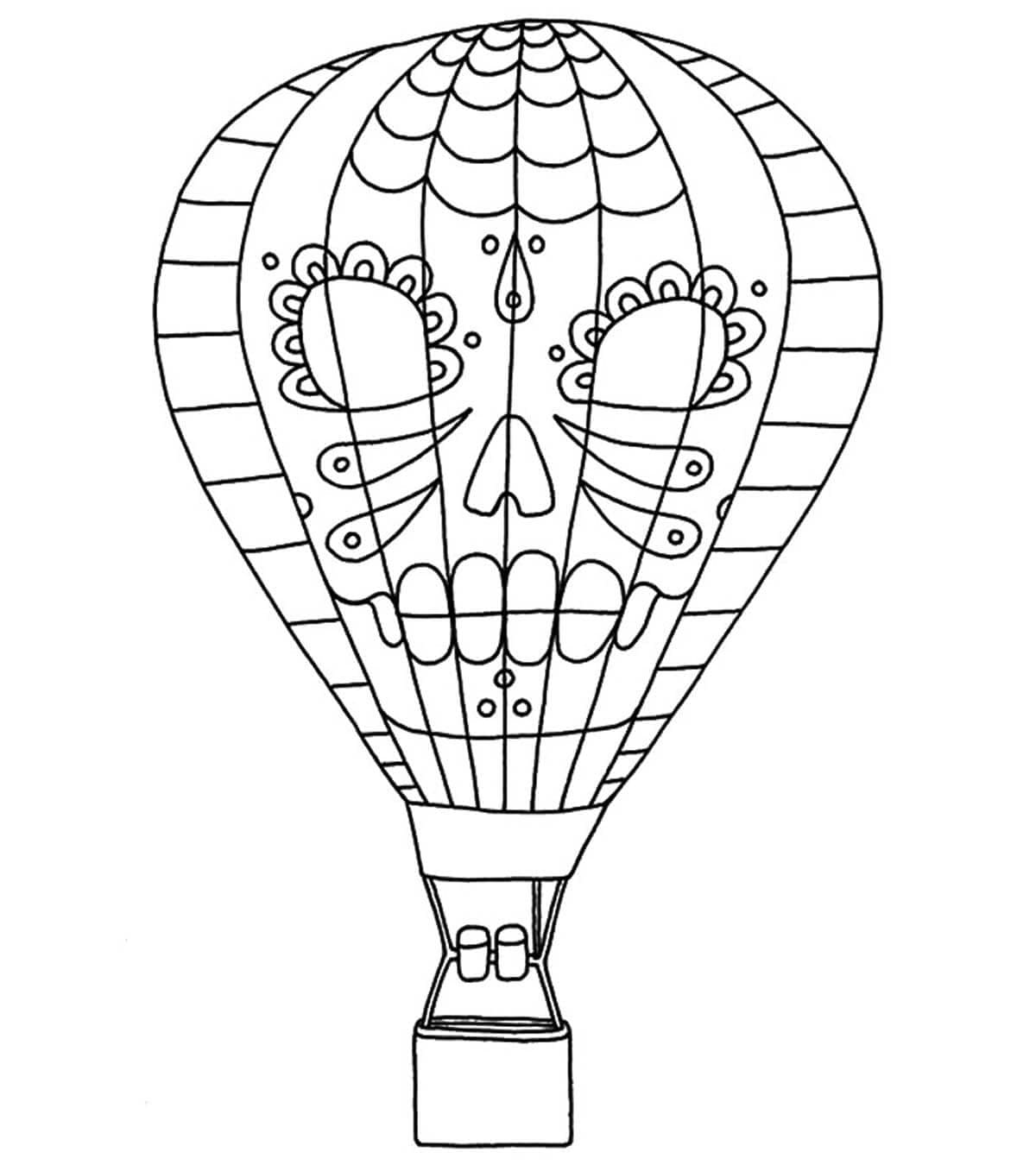 Omalovánka Lebka horkovzdušný balón