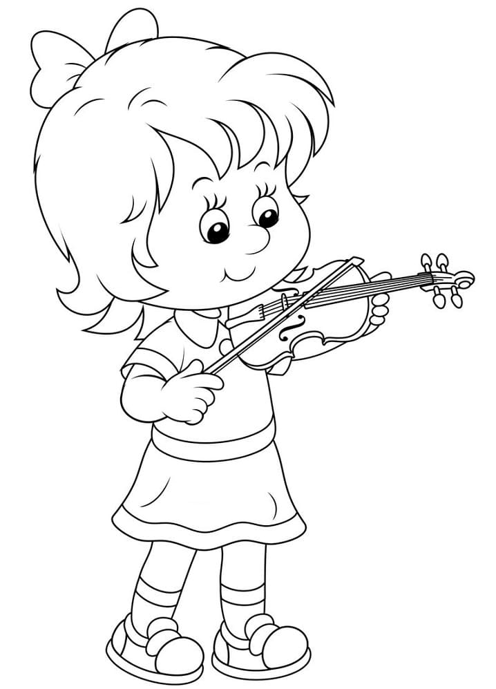 Malá holčička hraje na housle omalovánka