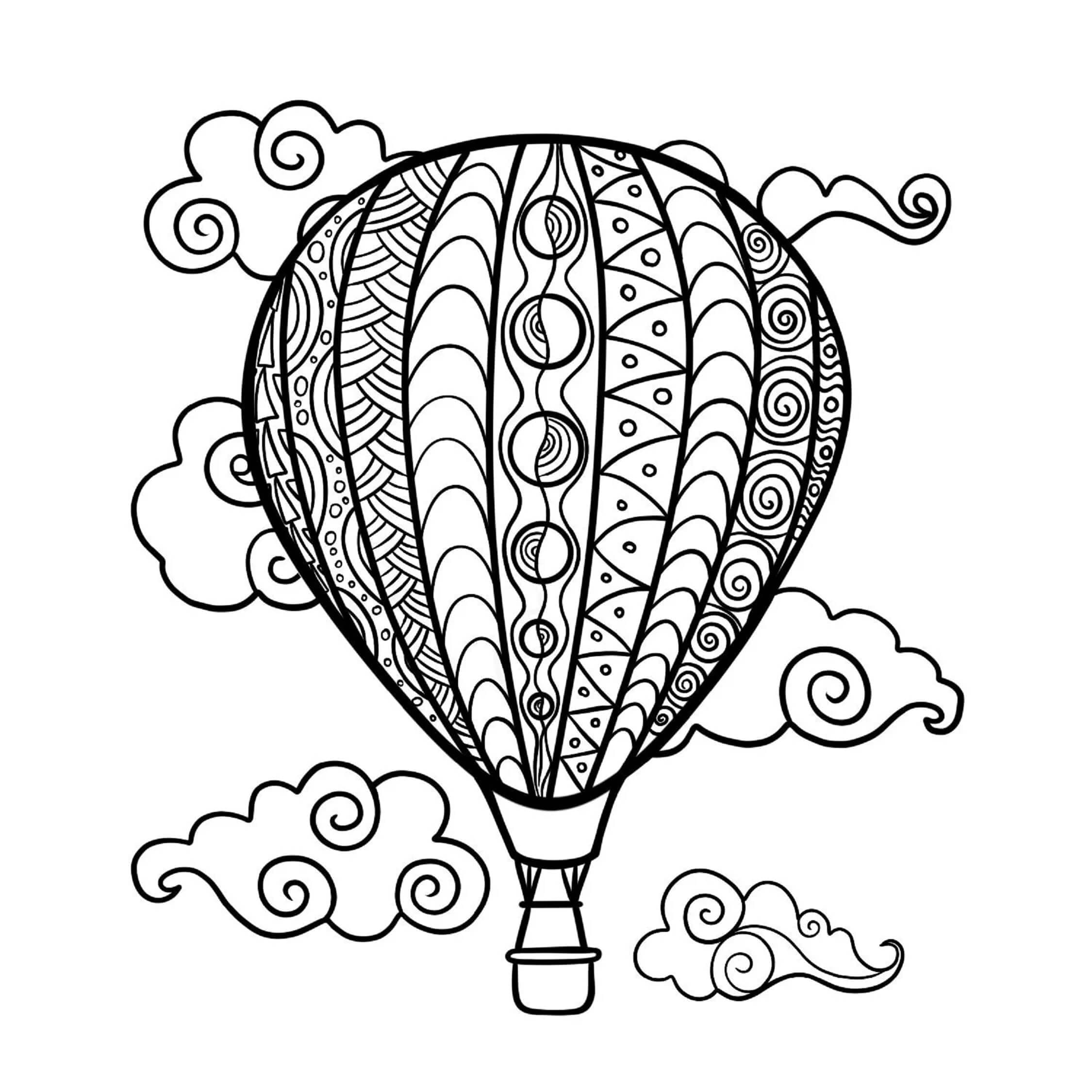 Omalovánka Mandala z horkovzdušného balónu