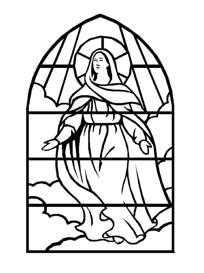 Matka Mary vitráže omalovánka