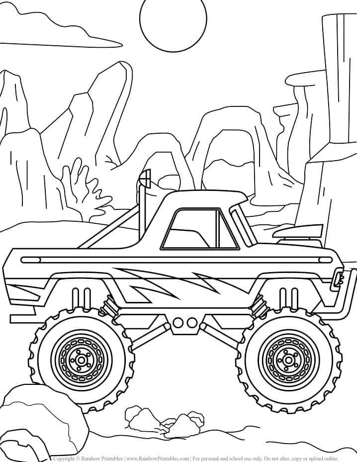 Omalovánka Monster Truck pouštní jízda
