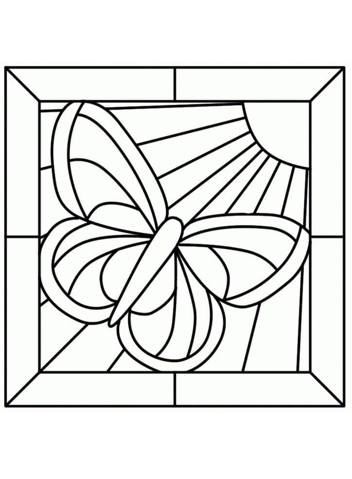 Motýlí vitrážová okna omalovánka