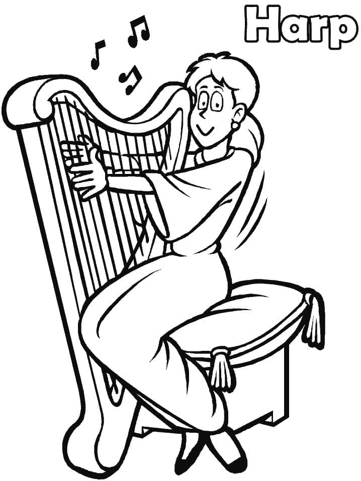 Obrázek harfy k tisku omalovánka