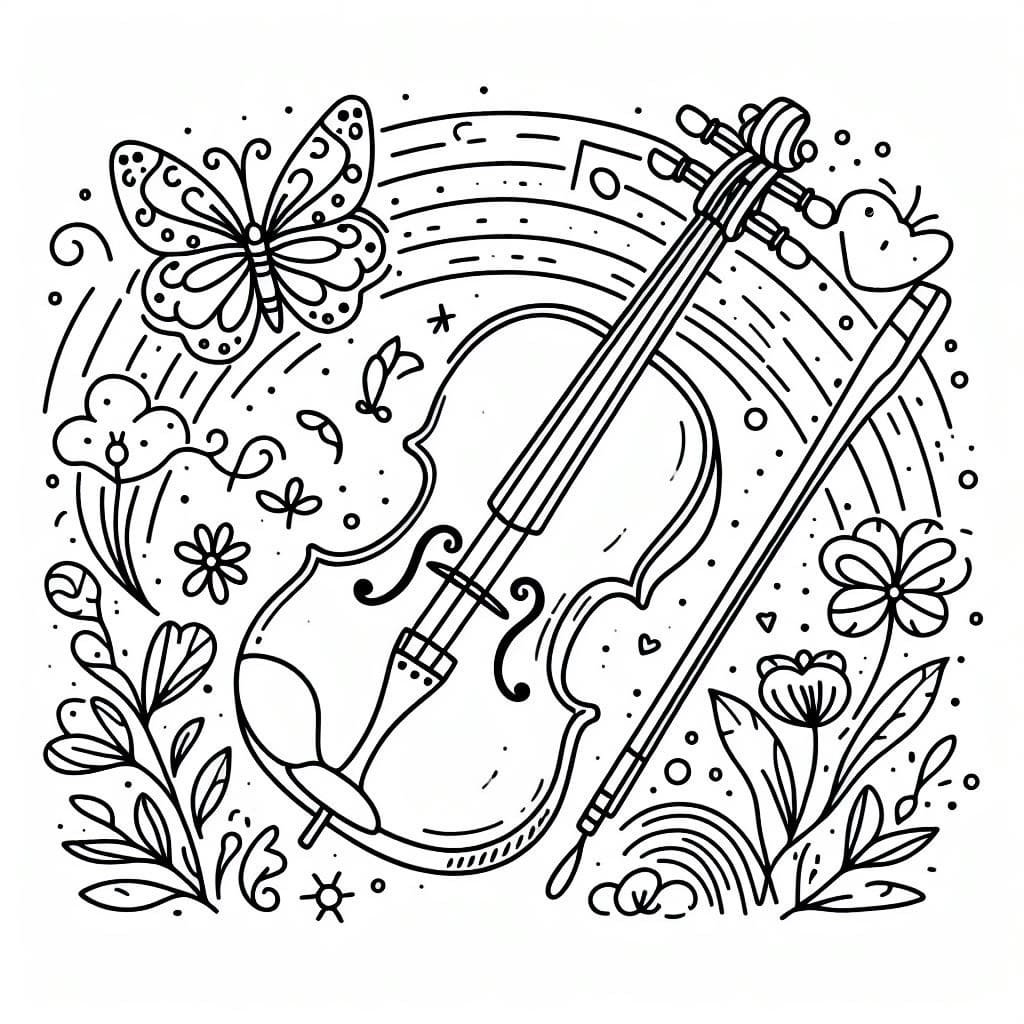 Obrázek obrysu housle omalovánka