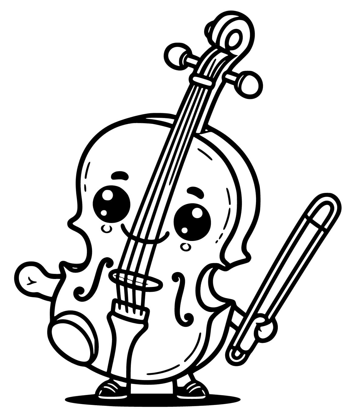 Roztomilé housle omalovánka