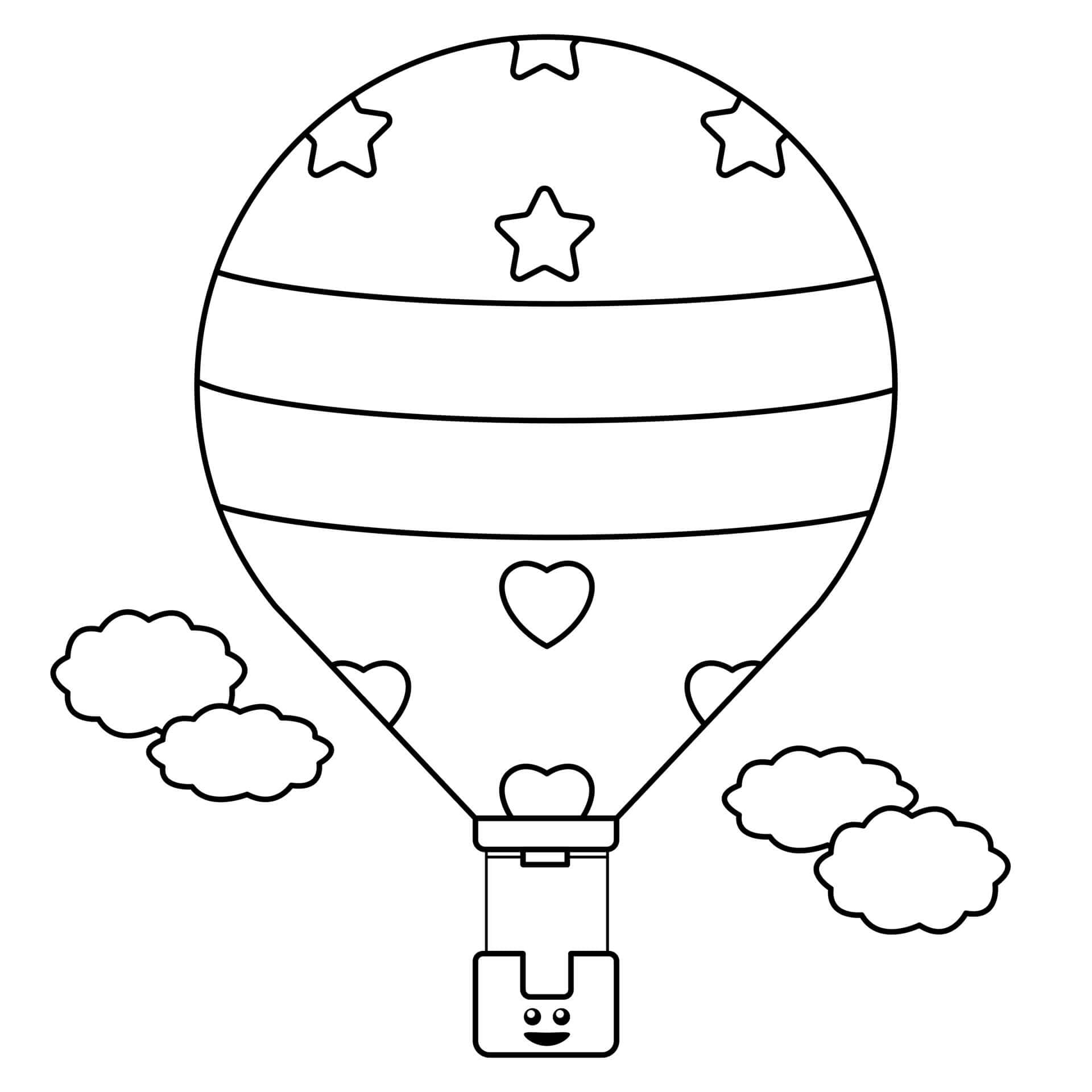 Omalovánka Roztomilý zábavný horkovzdušný balón