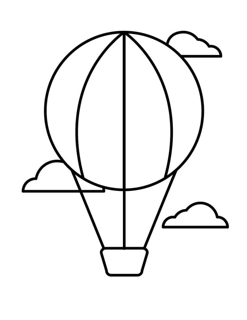 Omalovánka Snadný horkovzdušný balón a mraky