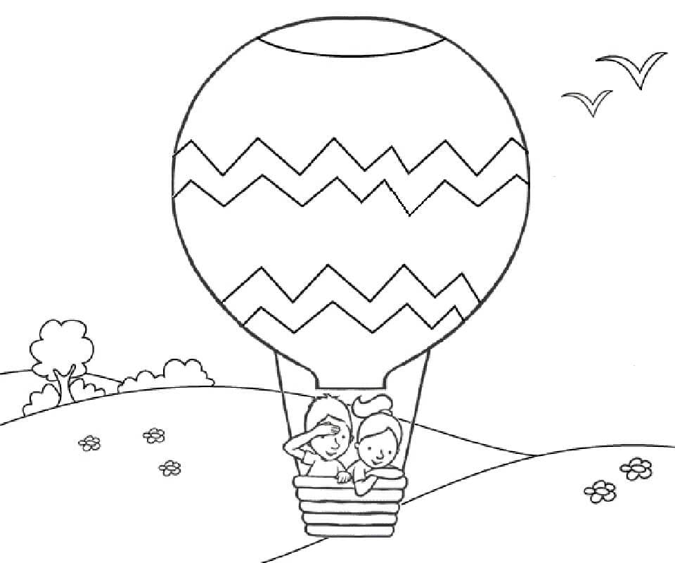 Základní dva horkovzdušné balóny omalovánka